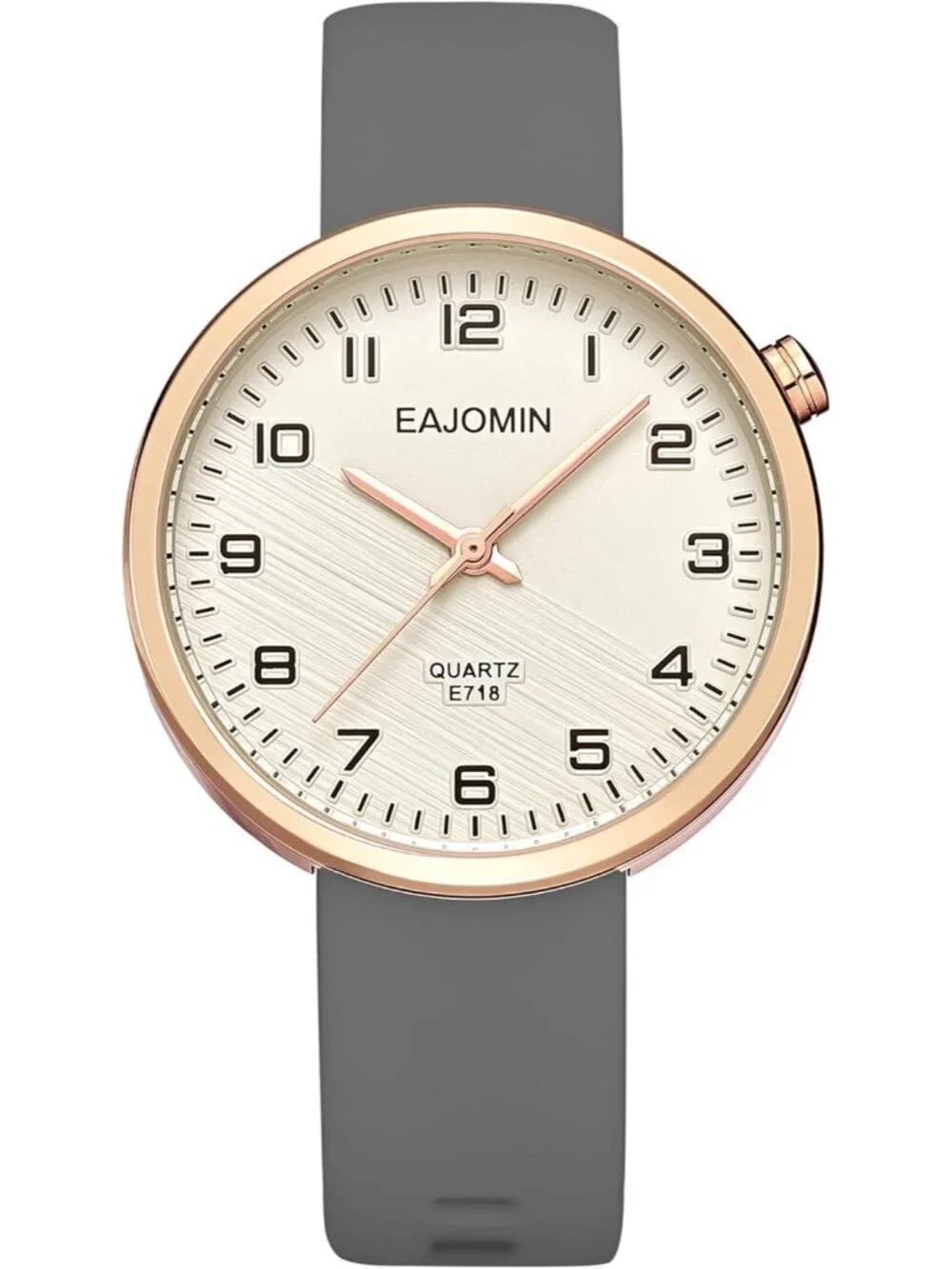 Women's Grey Analog Quartz Soft Silicone Band Easy Read Dial Waterproof Watch